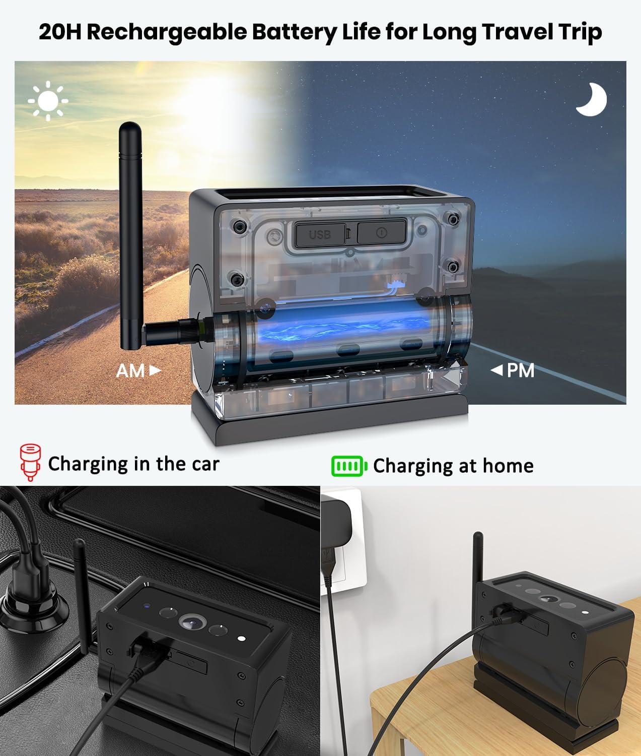 Foxpark S4C Magnetic Wireless Backup Camera with 7" Split Screen Monitor, 2Mins DIY Installation & 1080P Battery RV Back Up Camera System, Trailer Hitch IR Night Vision Rear View Camera for Truck,Camper