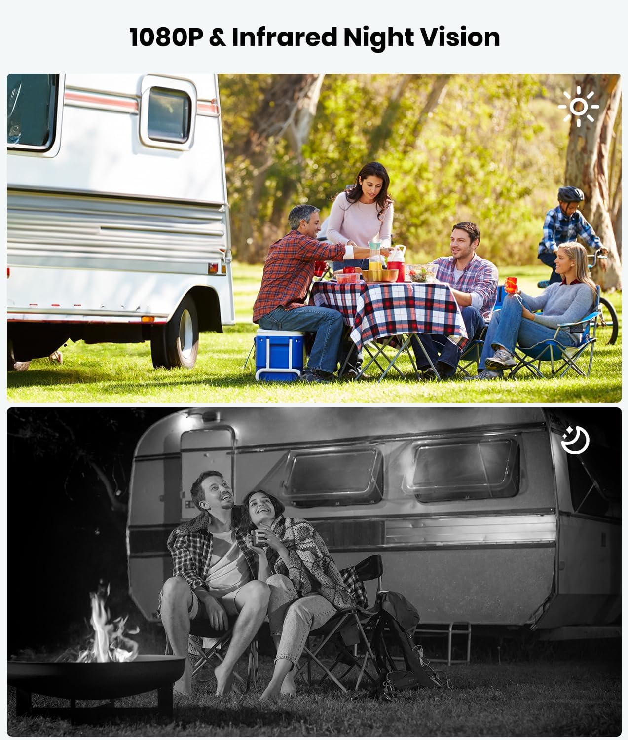 Foxpark S4C Magnetic Wireless Backup Camera with 7" Split Screen Monitor, 2Mins DIY Installation & 1080P Battery RV Back Up Camera System, Trailer Hitch IR Night Vision Rear View Camera for Truck,Camper