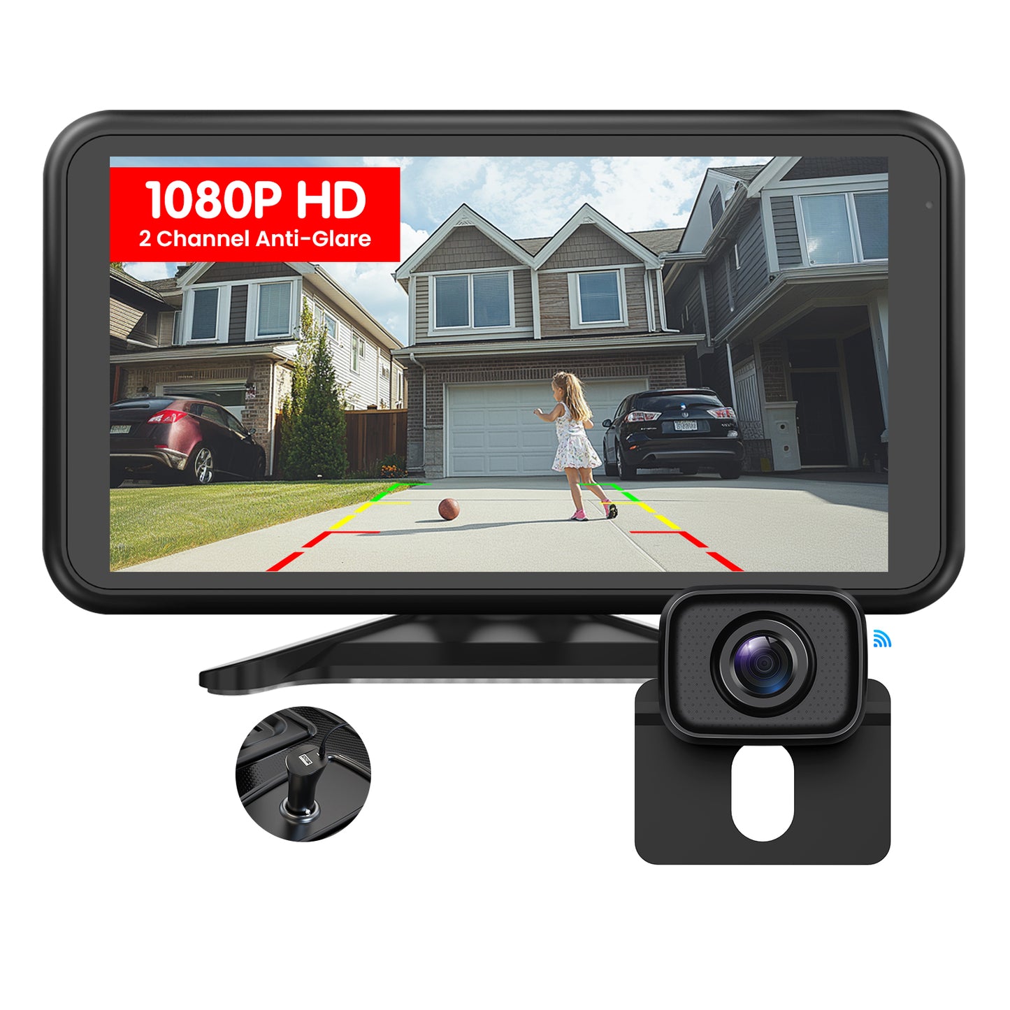 Foxpark Wireless Backup Camera for Trucks 4.8 Inch: HD 1080P Easy Install 2 Channels Back Up Camera Systems, Stable Digital Signal Night Vision Wide Angle Rear View Camera for Car Pickup Van SUV - Foxpark W11