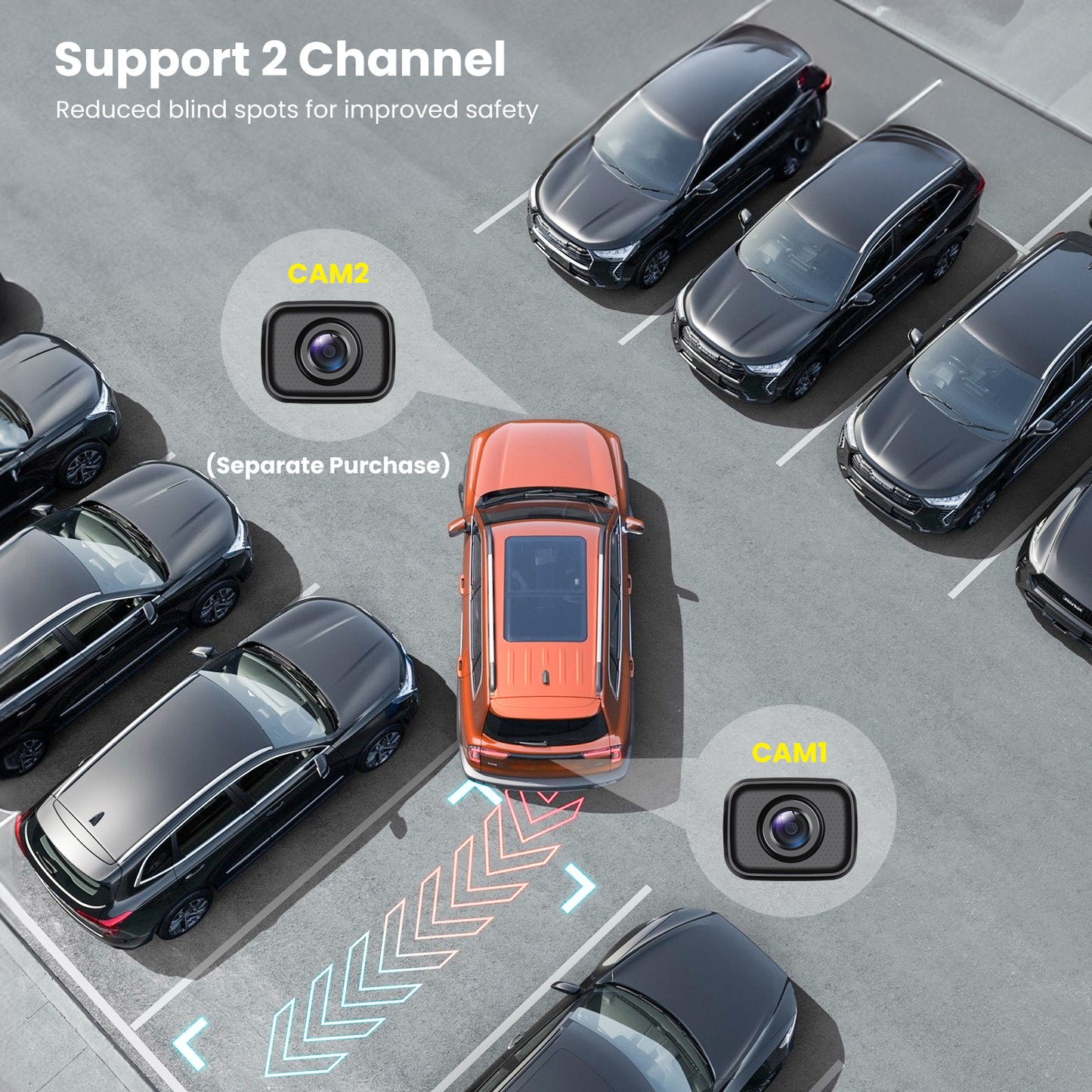 Foxpark Wireless Backup Camera for Trucks 4.8 Inch: HD 1080P Easy Install 2 Channels Back Up Camera Systems, Stable Digital Signal Night Vision Wide Angle Rear View Camera for Car Pickup Van SUV - Foxpark W11