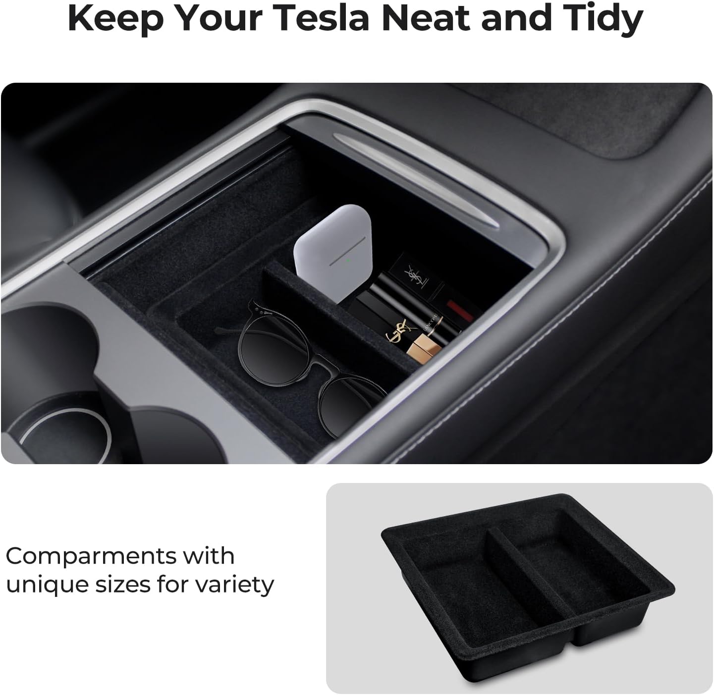 Foxpark Tesla Center Console Organizer Tray for Tesla Model Y, Accessories for Tesla (Front Cosole Organizer)